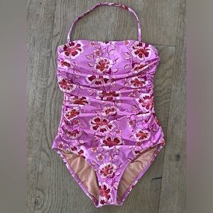 J Crew pink ruched one-piece swimsuit size 2 New Without tags. Sold out.